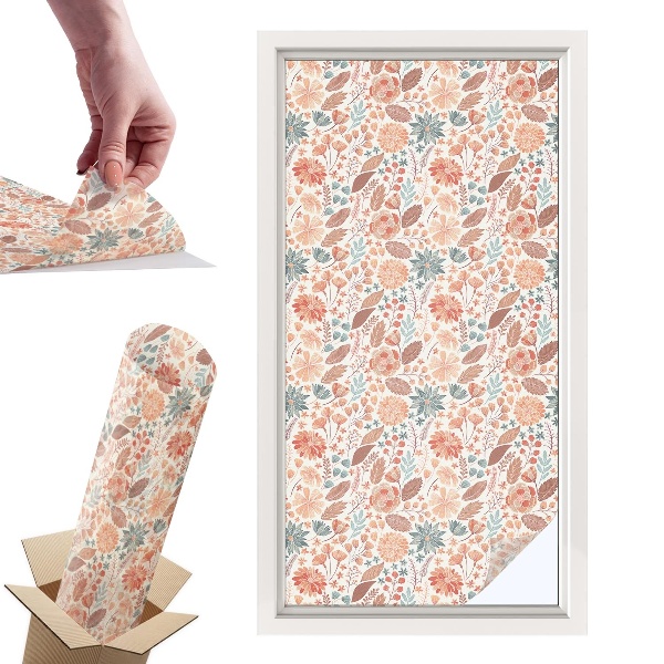 Okleina na okno mleczna Kwiatowa kompozycja