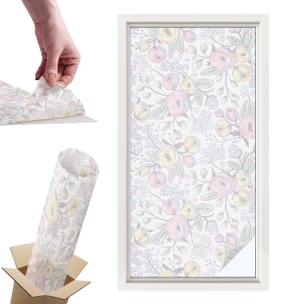 Naklejki witrażowe na drzwi Kwiatowy wzór