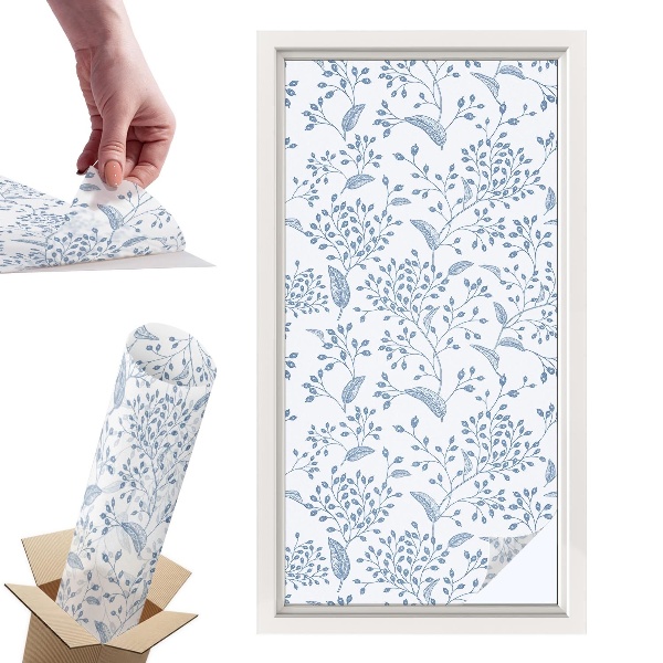 Okleina na okno mleczna Roślinny motyw