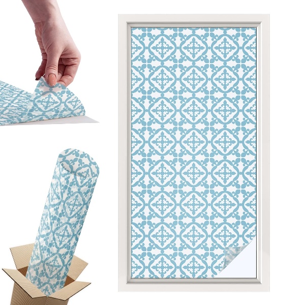 Naklejki witrażowe na drzwi Niebieskie ornamenty