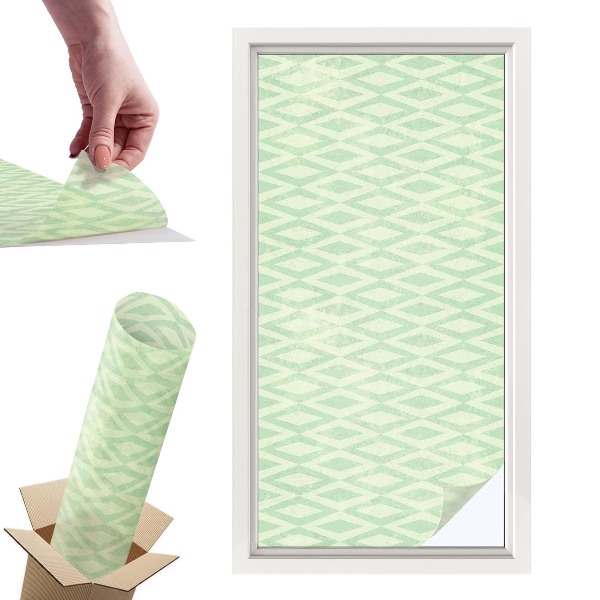 Okleina na okno mleczna Zielone romby