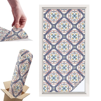 Naklejki witrażowe na drzwi Wzór kafelkowy