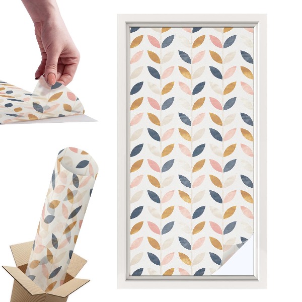 Okleina na okno mleczna Liście wzór