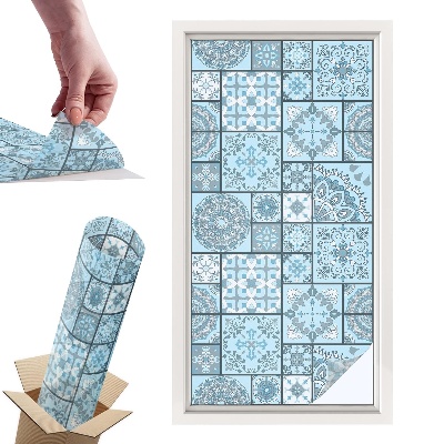 Witraż samoprzylepny na okno Niebieskie kafelki