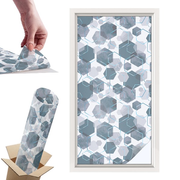 Naklejki witrażowe na drzwi Geometryczne heksagony