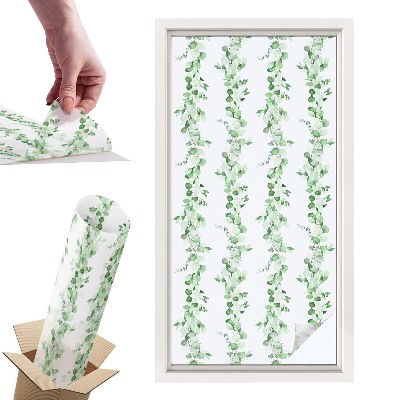 Witraż samoprzylepny na okno Zielone girlandy