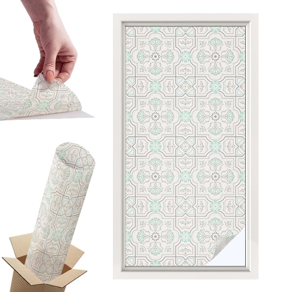 Okleina na okno mleczna Kwiatowe kafelki