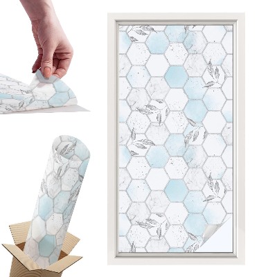 Witraż samoprzylepny na okno Kafle liście