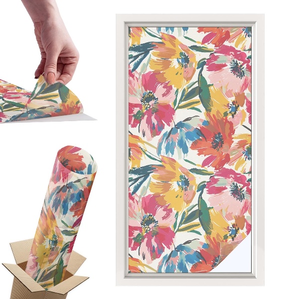 Witraż samoprzylepny na okno Kwiatowa eksplozja