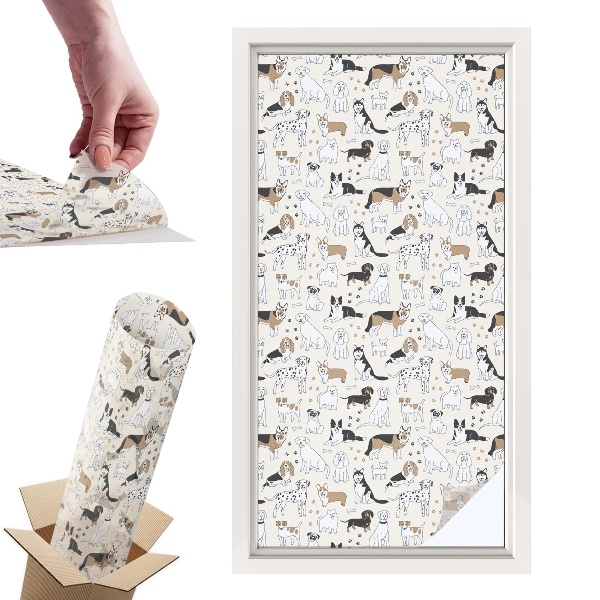 Okleina na okno mleczna Pieski wzory