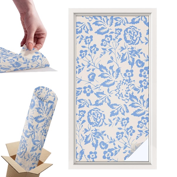 Naklejki witrażowe na drzwi Kwiaty liście