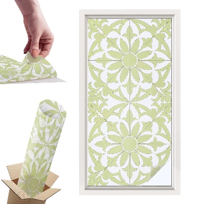 Okleina na okno mleczna Zielony ornament