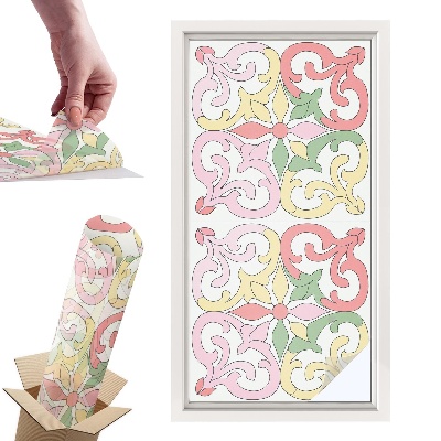 Okleina na okno mleczna Kwiatowe ornamenty