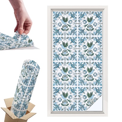 Witraż samoprzylepny na okno Niebieskie kwiaty