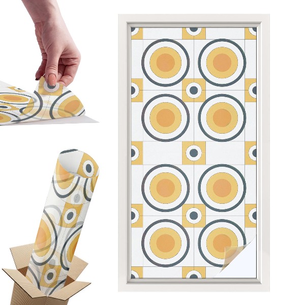 Okleina na okno mleczna Retro okręgi