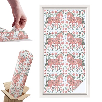 Witraż samoprzylepny na okno Kolorowe konie