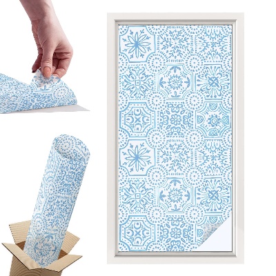 Okleina na okno mleczna Niebieskie kafelki