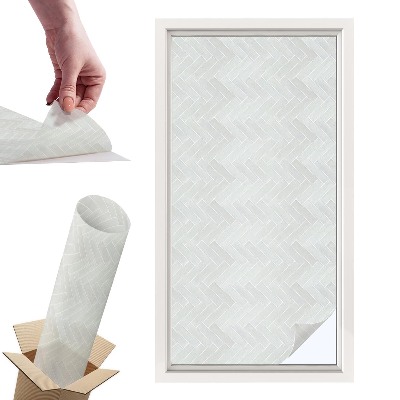 Witraż samoprzylepny na okno Jodełka szara