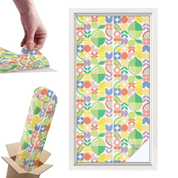 Naklejki witrażowe na drzwi Kolorowe owoce