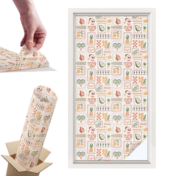 Okleina na okno mleczna Folklorystyczne wzory