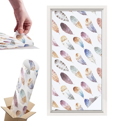 Okleina na okno mleczna Pióra boho