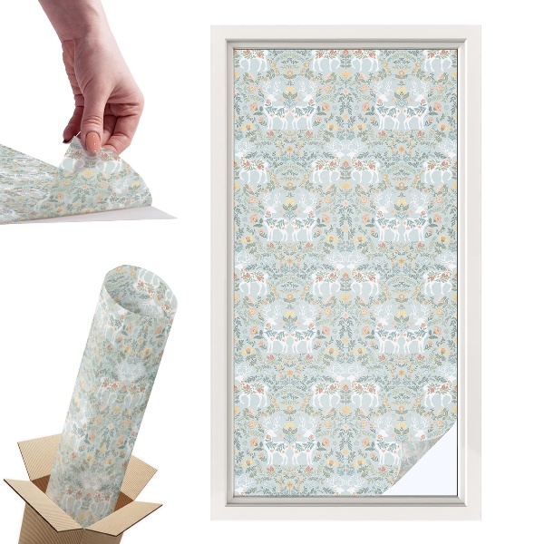 Naklejki witrażowe na drzwi Jelenie kwiaty