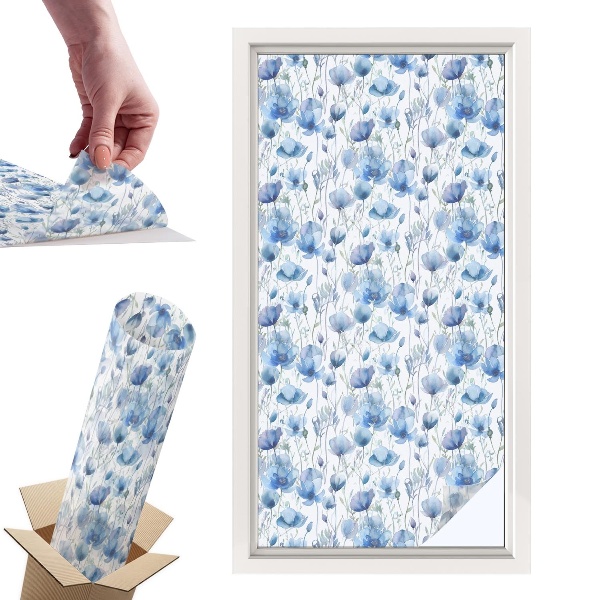 Witraż samoprzylepny na okno Kwiaty akwarelą