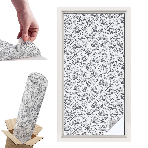 Okleina na okno mleczna Botaniczny motyw