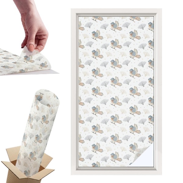 Naklejki witrażowe na drzwi Ptaki wzór