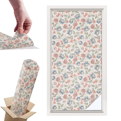 Witraż samoprzylepny na okno Kwiatowy wzór