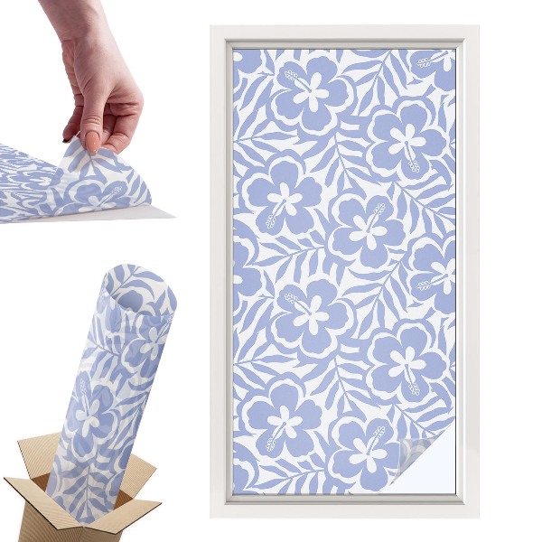 Okleina na okno mleczna Kwiaty hibiskusa