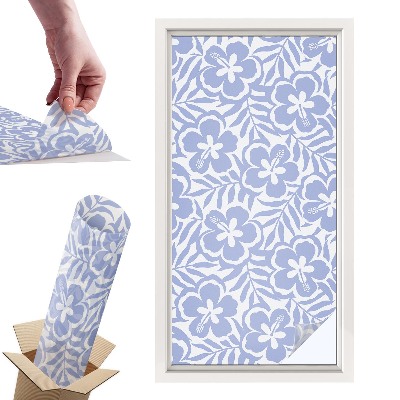 Okleina na okno mleczna Kwiaty hibiskusa