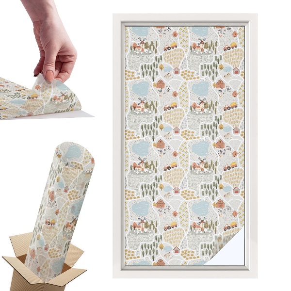 Witraż samoprzylepny na okno Sielankowa wieś