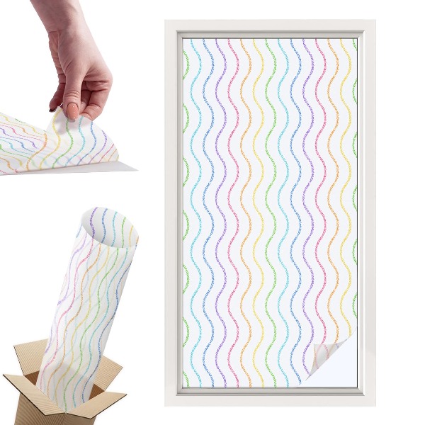 Okleina na okno mleczna Tęczowe linie