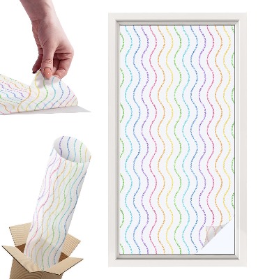 Okleina na okno mleczna Tęczowe linie