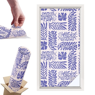 Okleina na okno mleczna Roślinne desenie