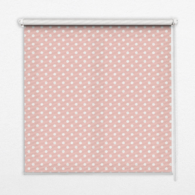 Roleta bezinwazyjna Białe kropki na różowym tle