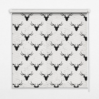 Roleta materiałowa Czarne głowy jeleni