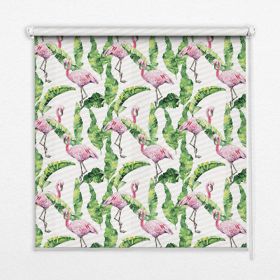 Roleta okienna wewnętrzna Flamingi w zieleni