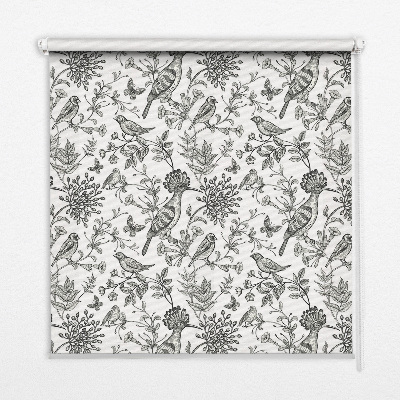 Roleta przeciwsłoneczna Rysowane ptaki i rośliny