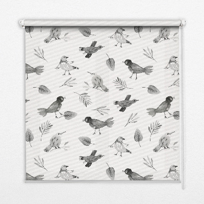 Roleta okienna wewnętrzna Rysowane ptaki i liście