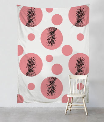 Plakat tekstylny Ananas i różowe kropki